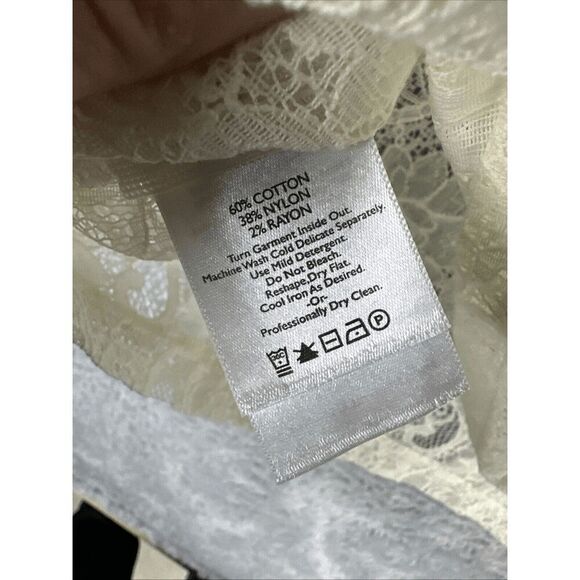 Eddie Bauer Women's Fairy Whimsy Feminine Sheer Lace Cap Sleeve Top XL Cream - Picture 8 of 13